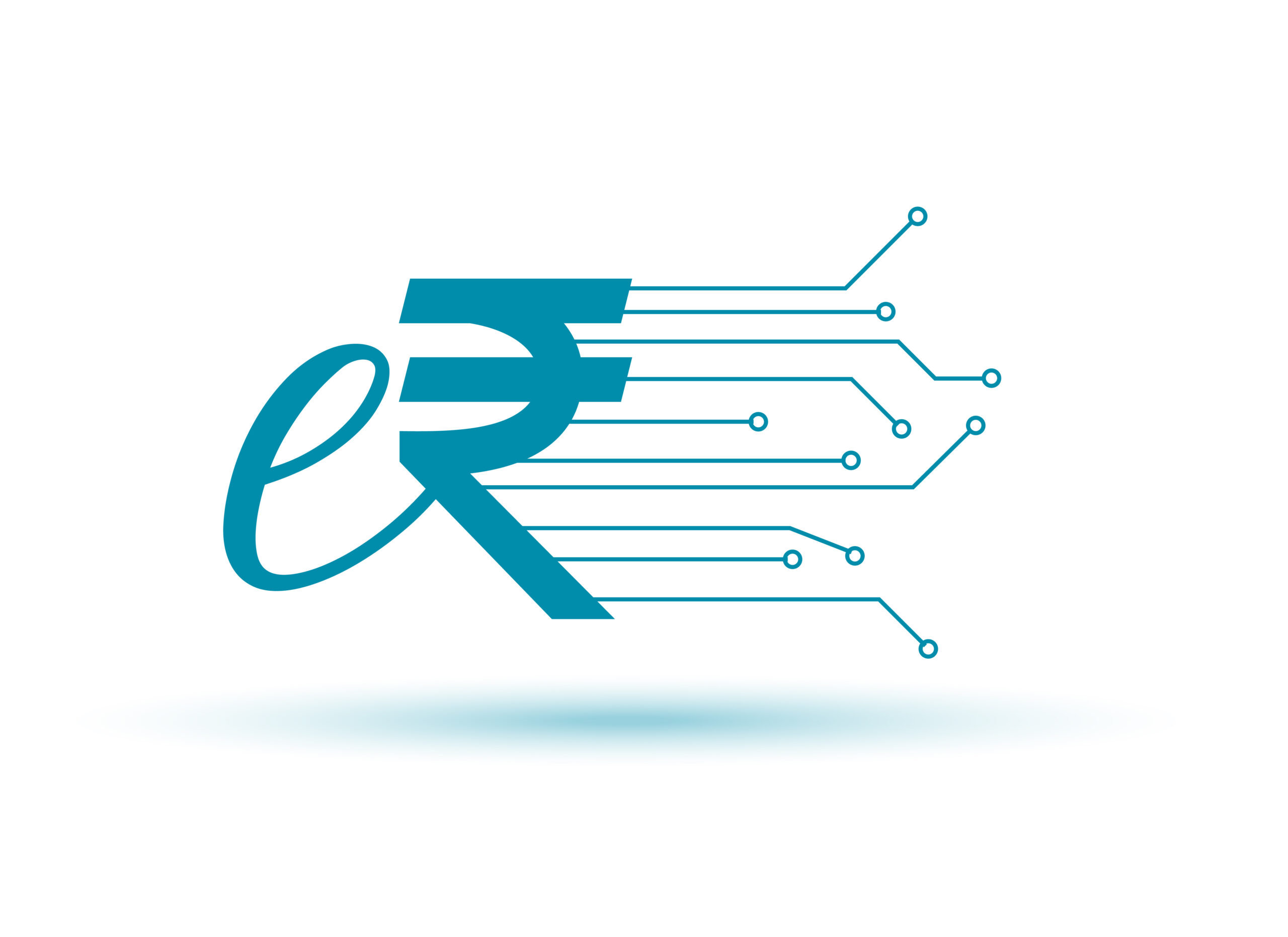 digital money erupee erupi symbol background with circuit lines vector